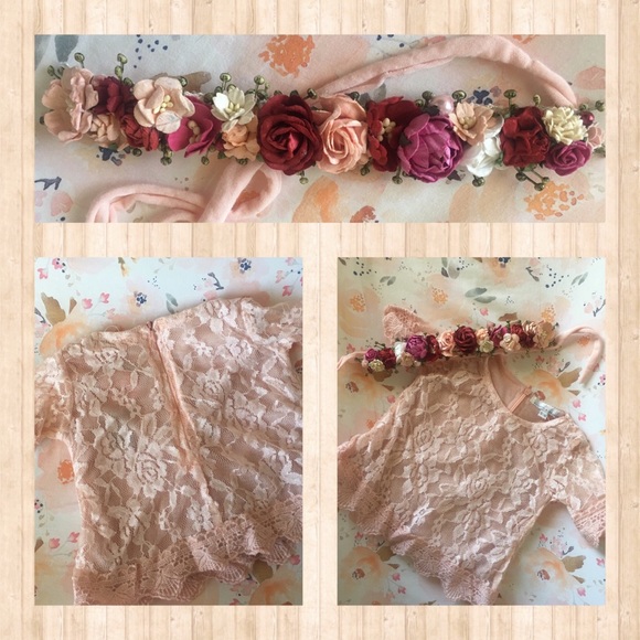 Lace Dress and Matching Floral Crown Tieback - Picture 1 of 1